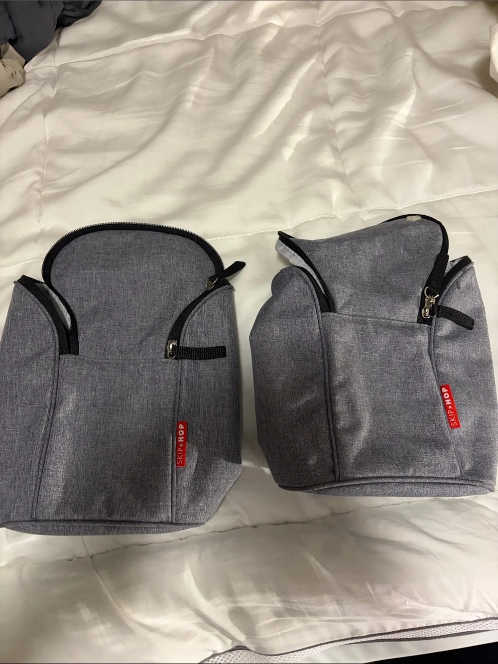 Two Skiphop Gray Insulated Bottle Bags - Compact Cooler Tote